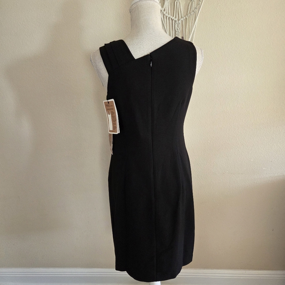 Nue By Shani Black Asymmetrical Sheath Mini Dress Size 6 NWT $290 Embelished - Picture 7 of 13